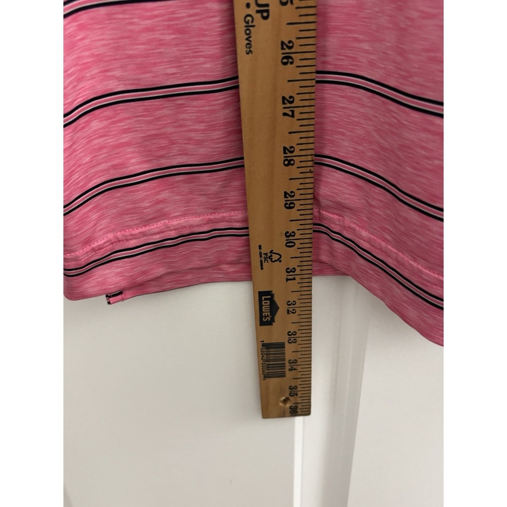 FootJoy Golf Polo Mens L Pink Heather Striped Performance Shirt Bali Hai 0513 - Picture 7 of 7